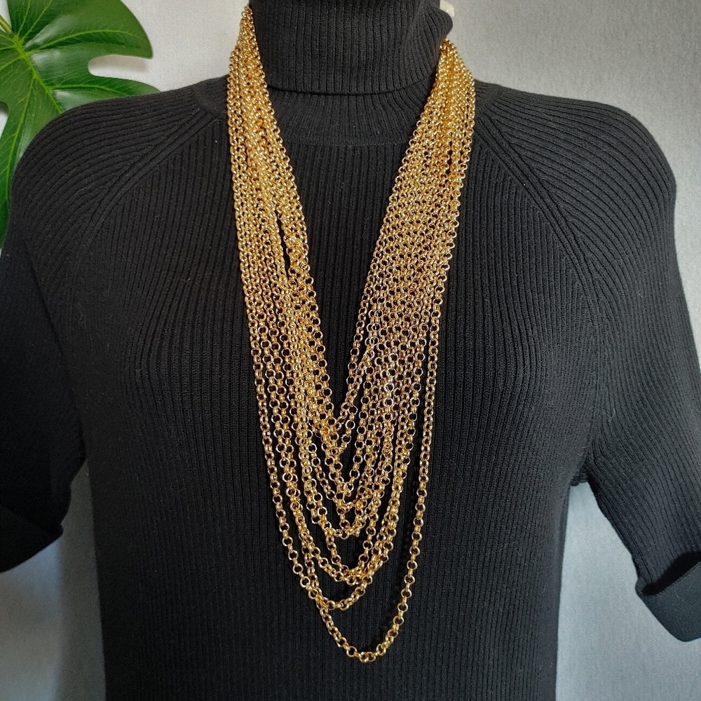 Vintage inspired Multi Strand Layer Gold Chain Necklace Set